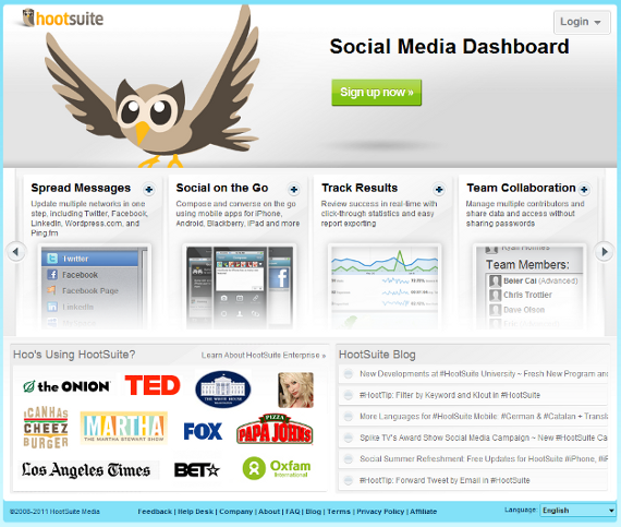 hootsuite home page