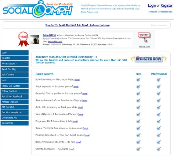 socialoomph.com home page