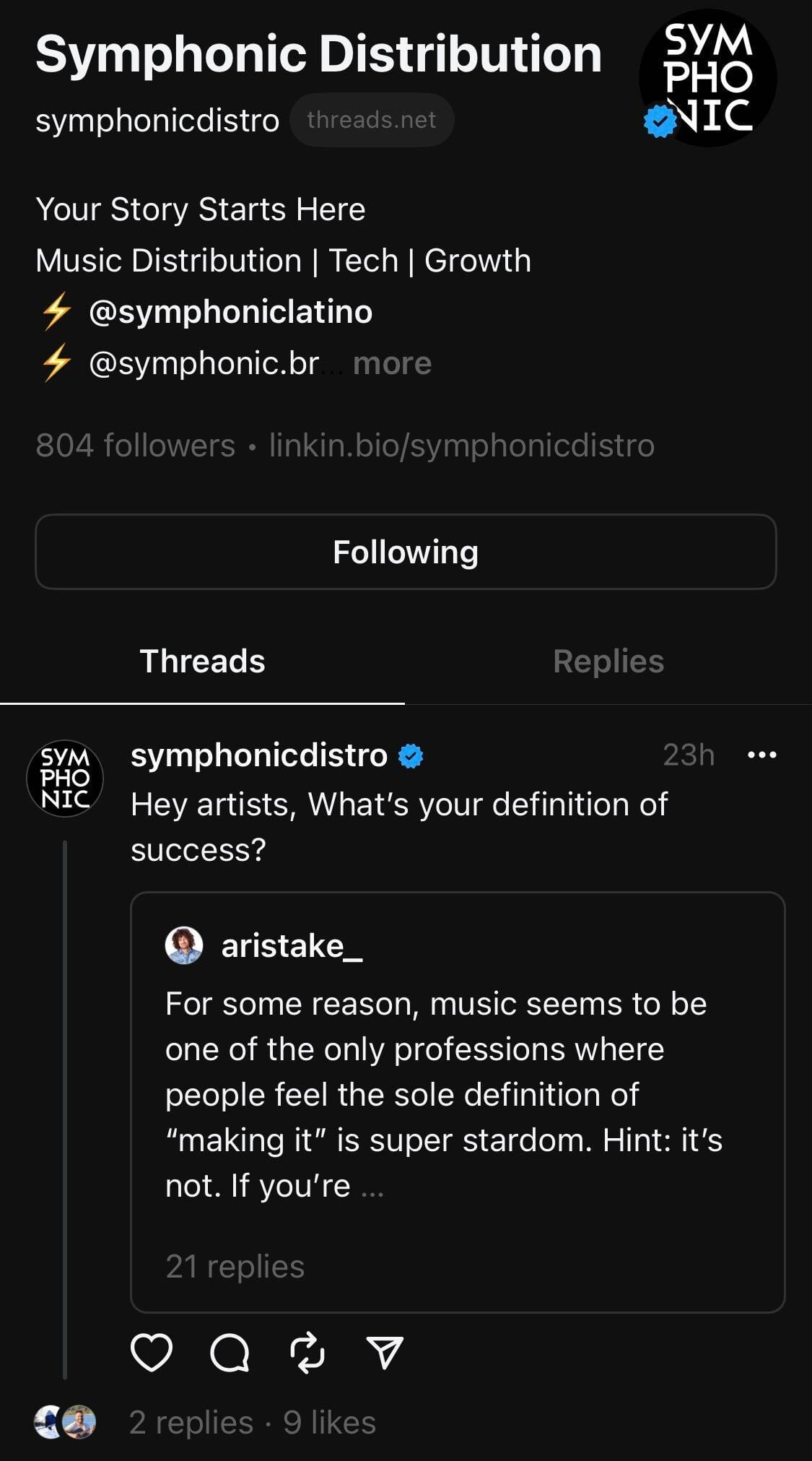Symphonic Threads account