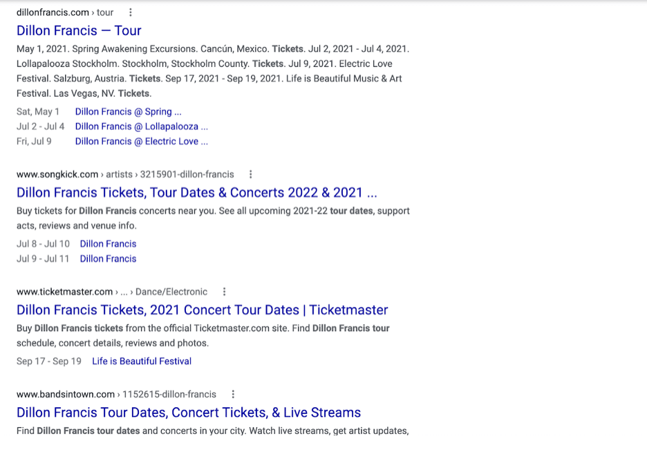 google, search, tickets, concert