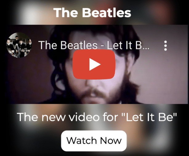 Youtube video thumbnail for "the beatles - let it be," featuring a blurred image of a man with a beard, overlaid with text and a play button.