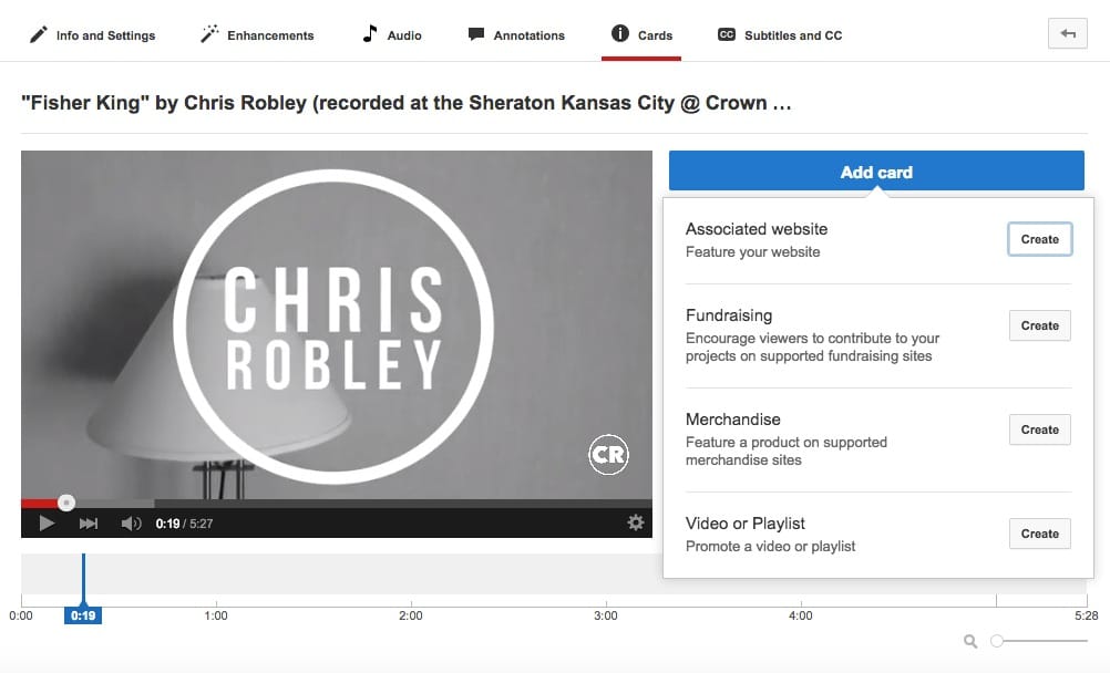 Creating YouTube cards