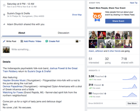 Facebook event promotion