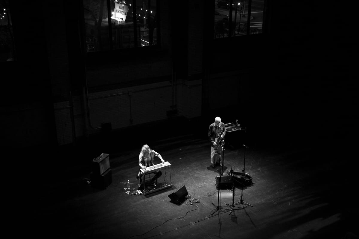 Heather Leigh & Peter Brötzmann perform at Fringe Arts, presented by Ars Nova Workshop. Photo by Ryan Collerd.