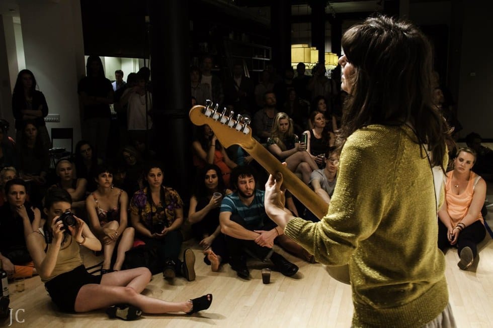 girl performing for a crowd