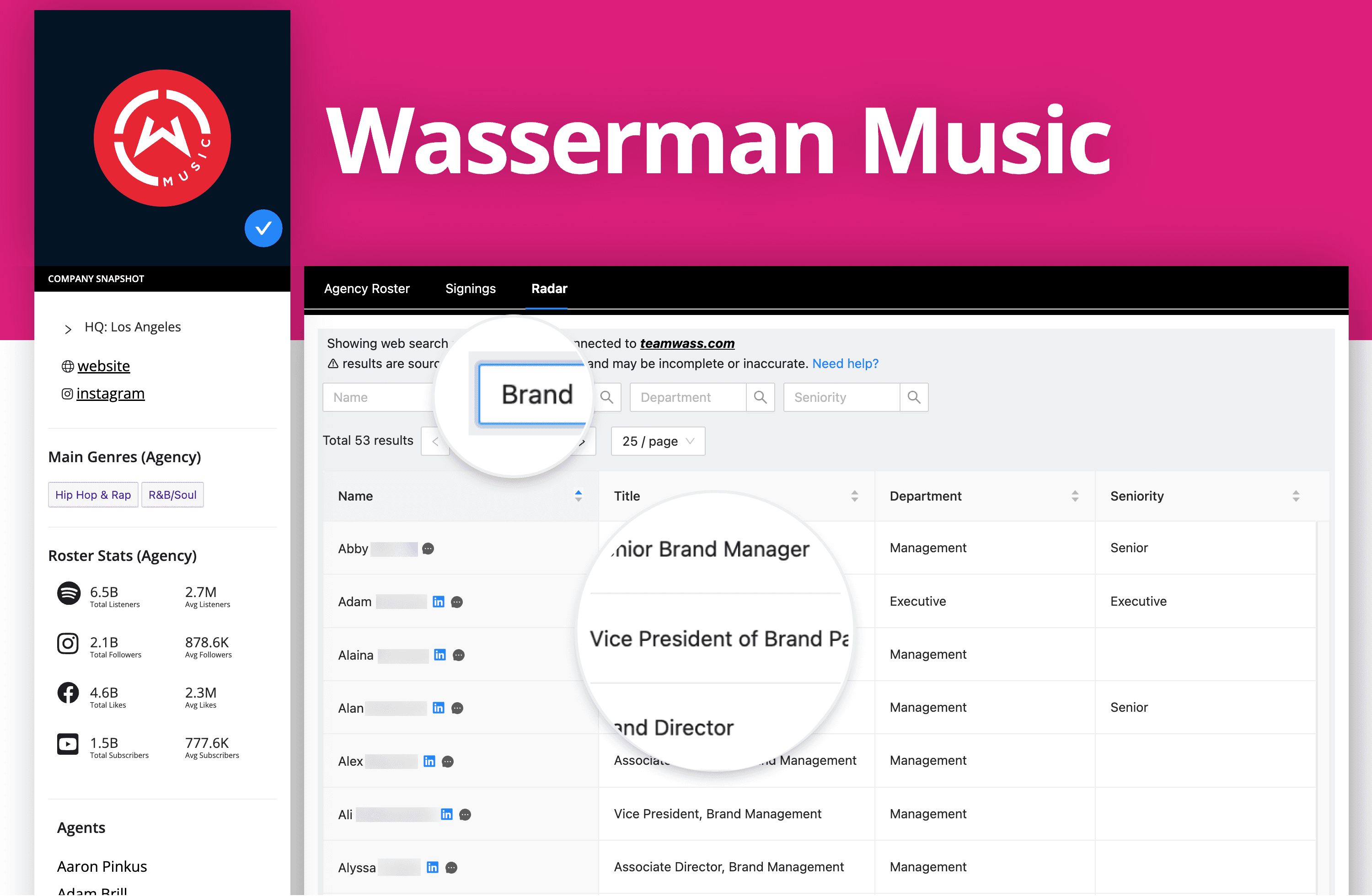 ROSTR adds Radar music industry contact search