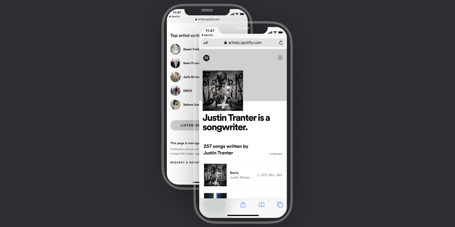 Songwriter pages showcase all the tracks you’ve written and more.