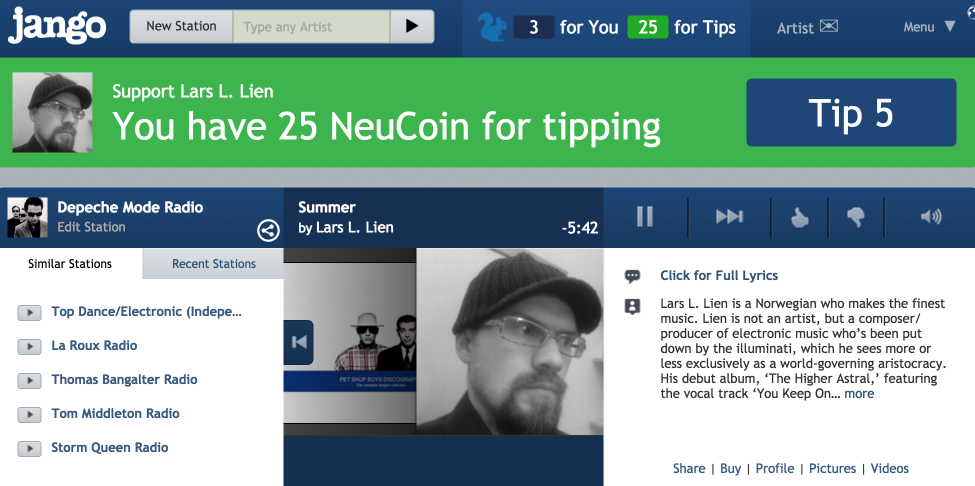 Radio Airplay NeuCoin Tip
