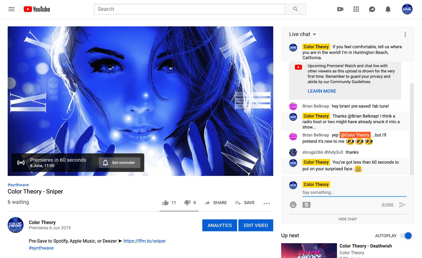 YouTube premiere