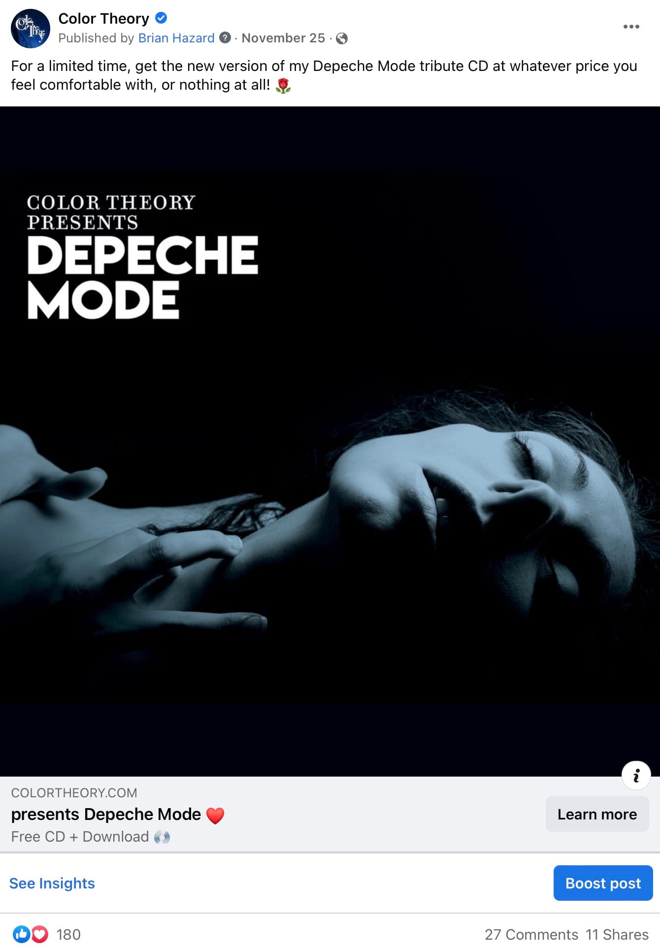 Pay What You Want Facebook ad