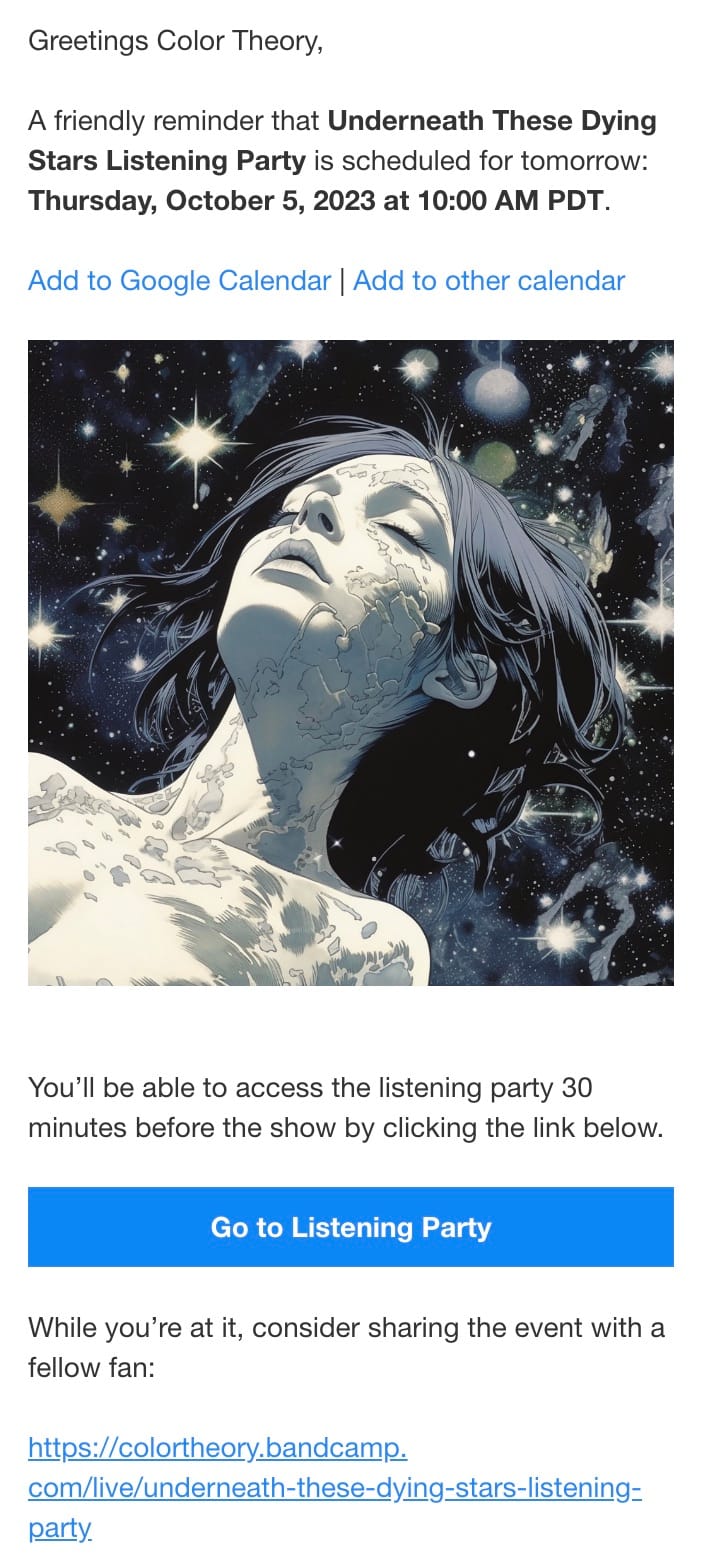 Bandcamp Listening Party one day