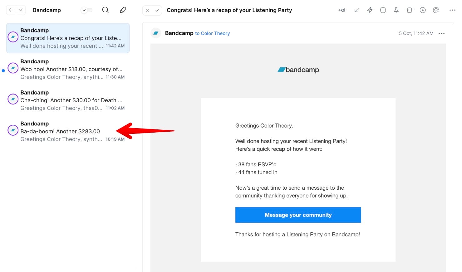 Bandcamp Listening Party recap