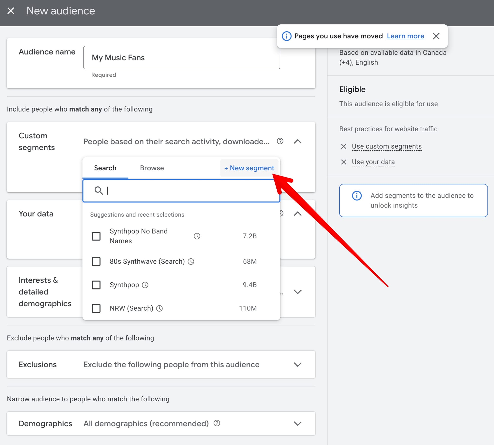 Google Ads new audience