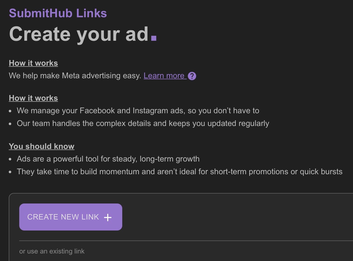  SubmitHub and ads on Meta