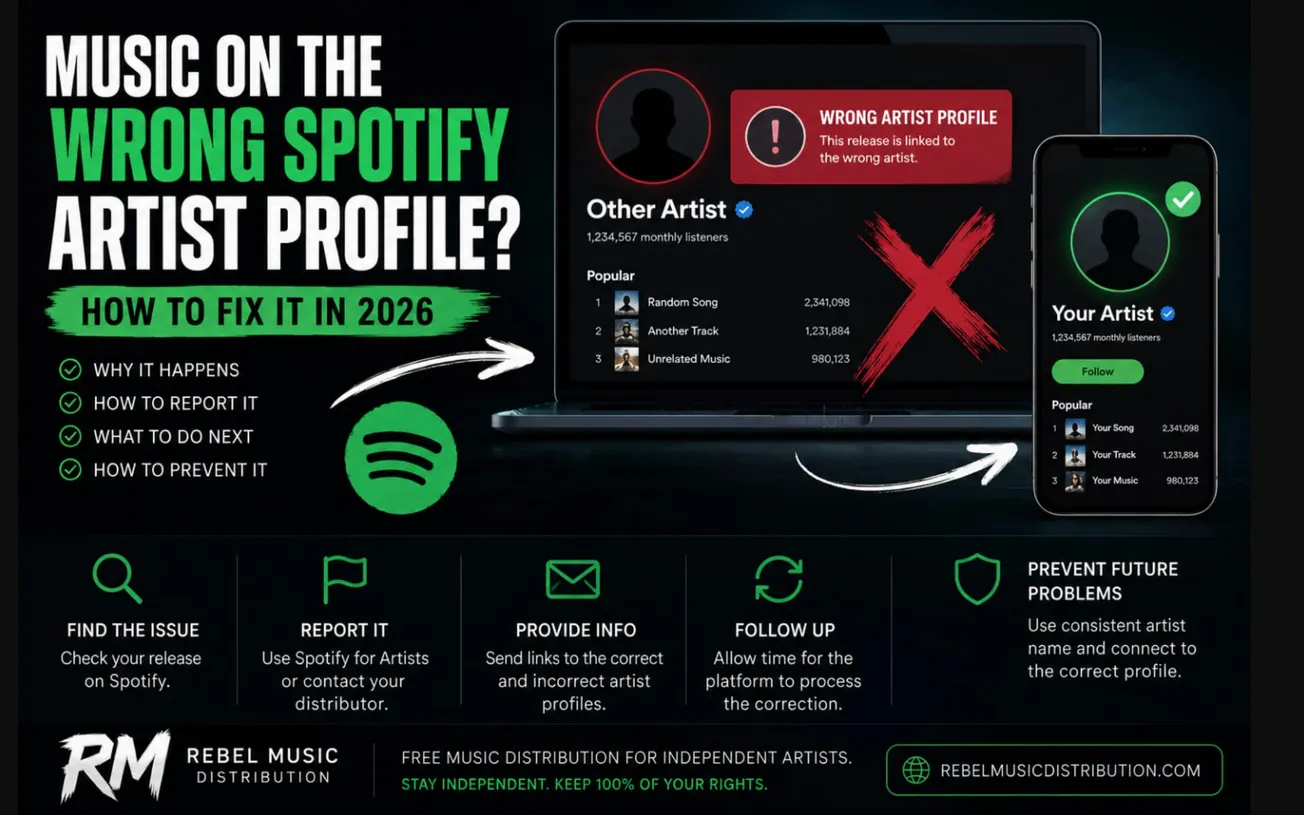Music on the Wrong Spotify Artist Profile? How to Fix It in 2026