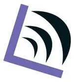 Graphical representation of Hypebot's logo featuring stylized sound waves and a purple corner frame, symbolizing music indust