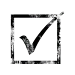 Checkmark inside a black square box symbolizing completion or approval.