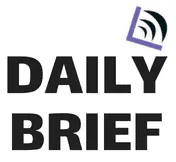 DAILY BRIEF logo with bold black text and stylized wireless signal icon, representing news updates and insights in the music