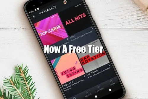 Vibrant music streaming app showcasing top hits and playlists on a smartphone screen, representing digital music discovery an