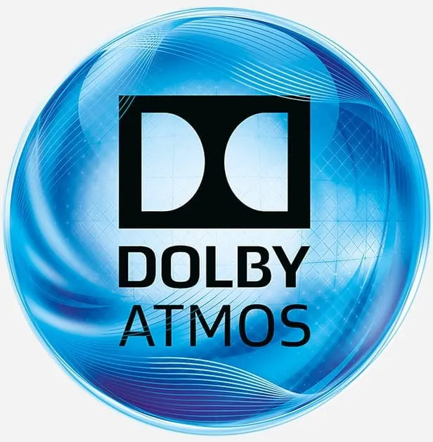 Dolby Atmos logo showing advanced audio technology for immersive sound experiences.