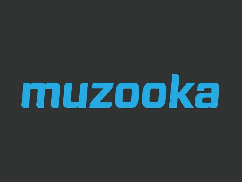 Muzooka music platform logo on dark background, digital music service for artists and fans, online music promotion and distri