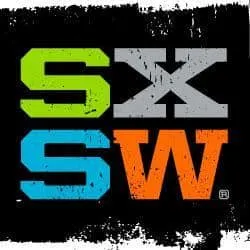 SXSW festival logo with vibrant colors, representing South by Southwest music, film, and interactive industry event in Austin