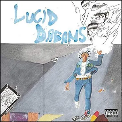 Vivid album cover art for Lucid Dreams, featuring abstract illustrations and a relaxed music vibe, perfect for fans of hip-ho
