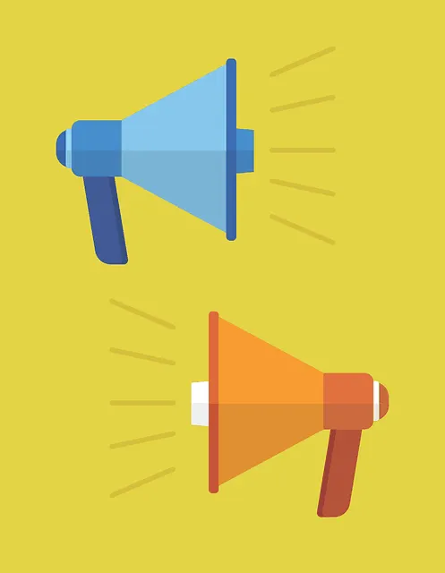 Brightly colored digital megaphones representing music promotion, marketing, and broadcasting.