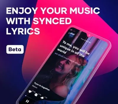 Listening to music with synced lyrics on a smartphone, showcasing a modern music app interface for enhanced listening experie