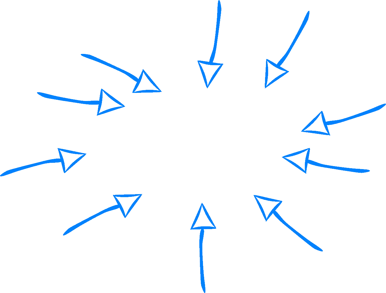 Differentiation center with arrows radiating outward, symbolizing innovative marketing strategies and brand growth in the dig
