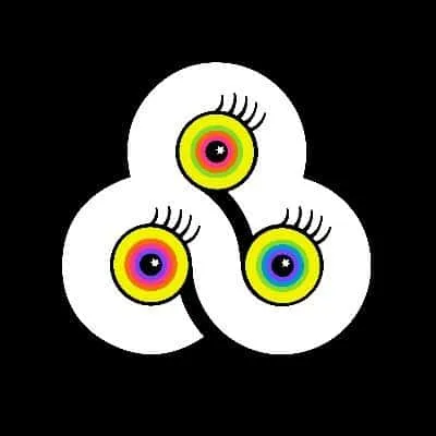 Colorful, abstract eye-inspired logo for Hypebot on a black background, symbolizing digital media and music industry insights