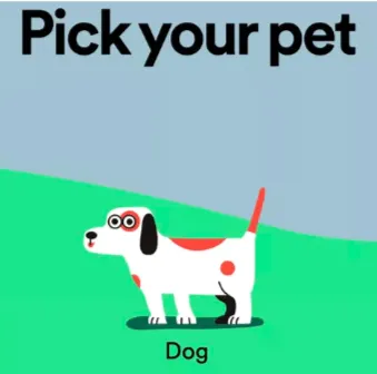 Dog with pet tag in a colorful, animated style for pet care and animal lovers.