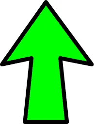 Upward green arrow icon symbolizing growth, progress, and upward trends in digital and social media marketing strategies.