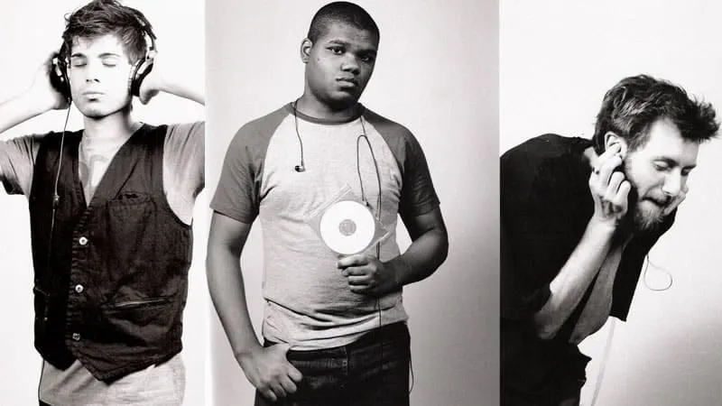 Music enthusiasts listening to and enjoying music with headphones and portable devices, showcasing the importance of music st