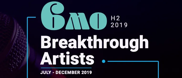 Microphone and event banner for Hypebot's breakthrough artists conference 2019.