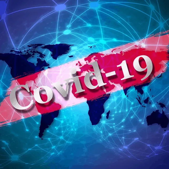 COVID-19 global pandemic world map with interconnected digital network, emphasizing the impact of COVID-19 on worldwide healt