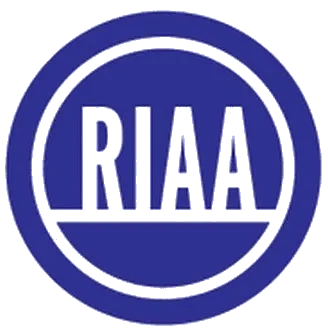 RIAA logo in purple, representing the Recording Industry Association of America, symbolizing music industry copyright and lic