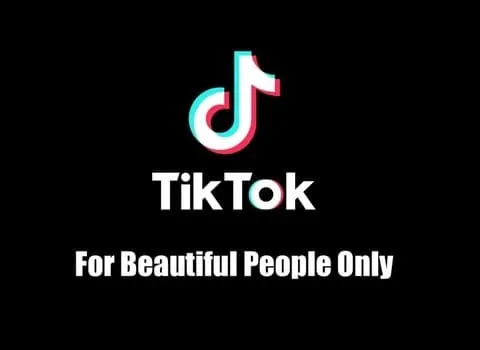 TikTok logo with the slogan "For Beautiful People Only" on a black background, representing social media, entertainment, and
