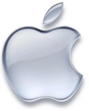 Silvery Apple logo representing technology, innovation, and branding for the tech industry and digital media.