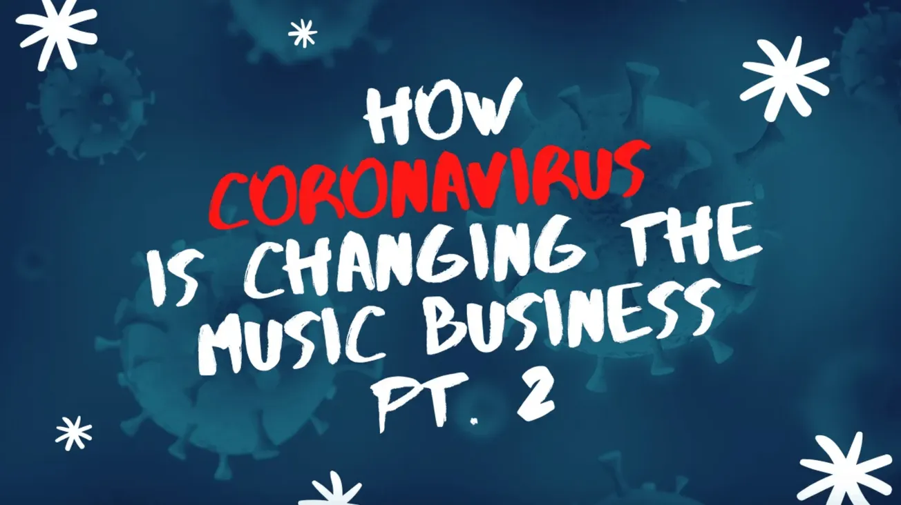 Coronavirus pandemic visual with music business theme, COVID-19 affecting the music industry, pandemic impacts on live music,