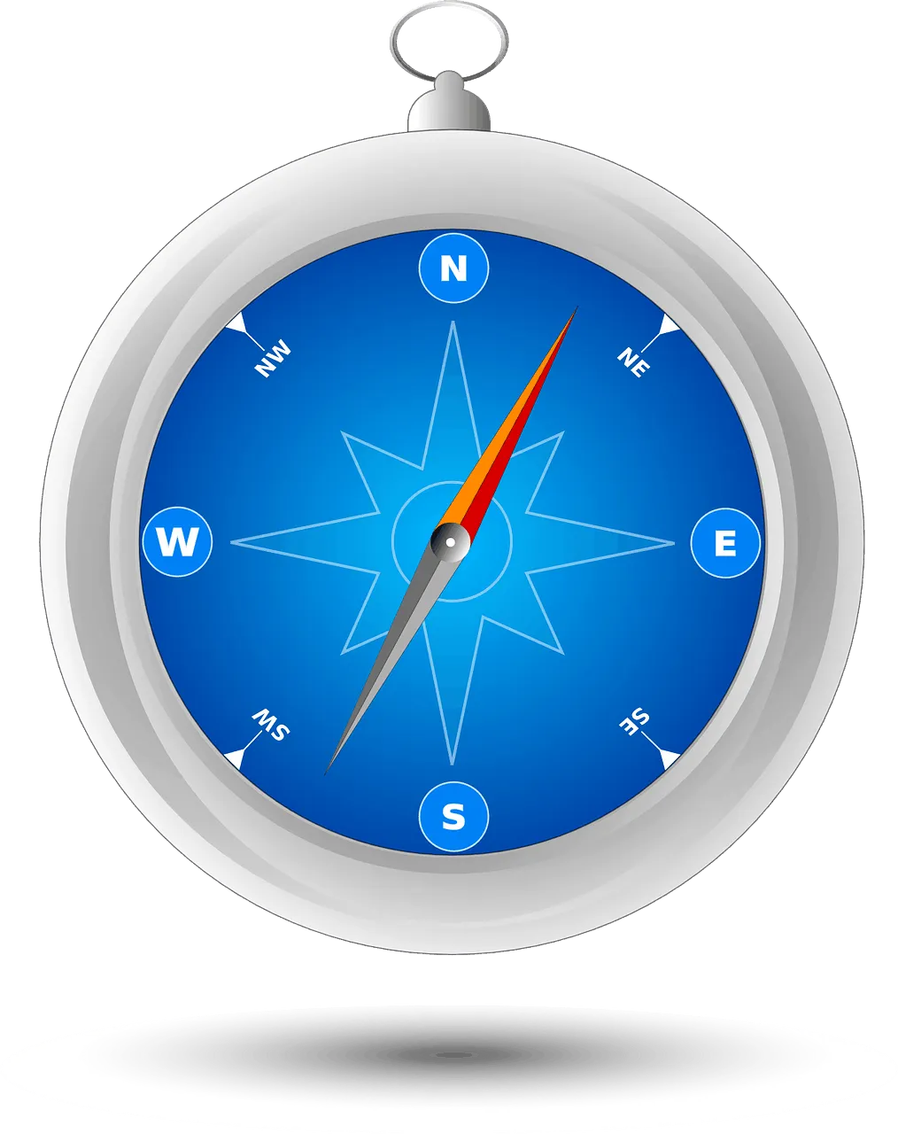 Compass clock showing directions and time, navigation tool, time management, travel, outdoor equipment, digital illustration,