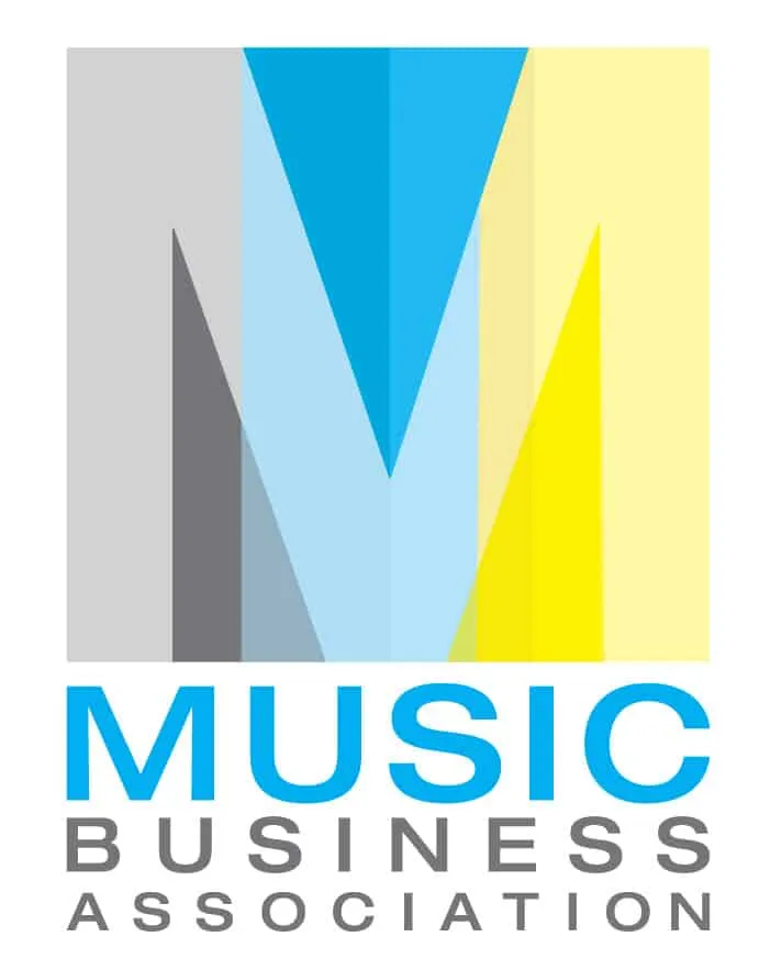 Vibrant musical note logo with bright colors representing music industry, digital music trends, and creative music business b