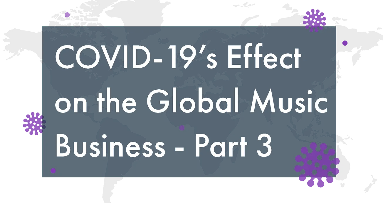COVID-19 pandemic impact on global music industry, world map with virus icons, pandemic effects on music business, pandemic's