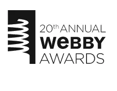 Webby awards logo with 20th annual celebration, digital media, award ceremony, branding, tech innovation.