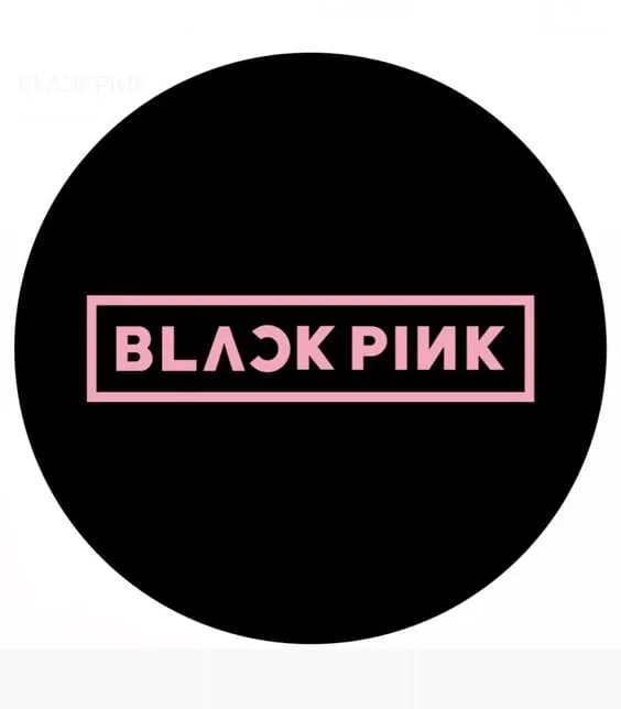 BLACKPINK logo with pink text on a black background, representing the popular K-pop girl group known for their music and glob