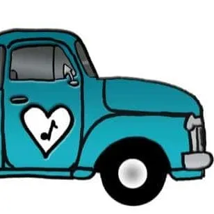 Colorful vintage truck with a heart and checkmark symbol, representing music industry passion and innovation.