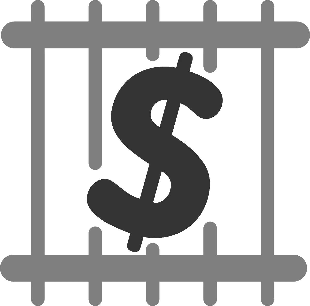 Dollar sign icon on a gray background representing music business or financial success in the music industry.