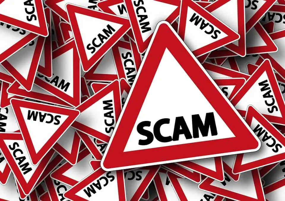 Warning signs about scams and fraudulent activities in digital marketing and online music streaming industries.