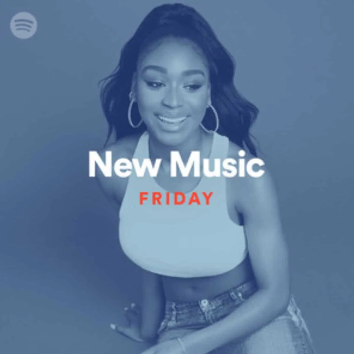 New music playlist promotion, female artist, Friday music release, new song announcement, music industry update.