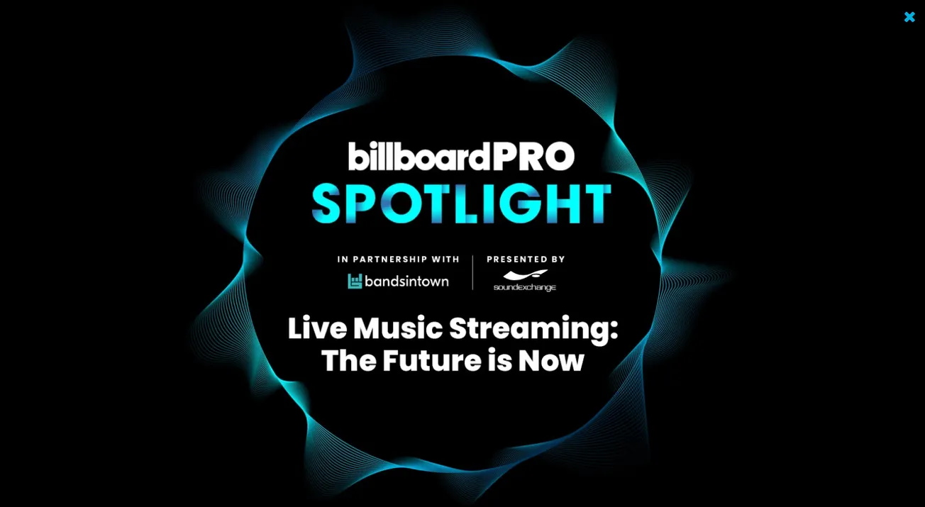 BillboardPRO live music streaming event digital graphic with futuristic wave design.